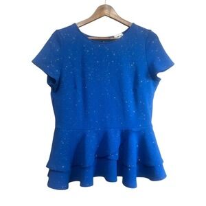 Solar short sleeve blouse top size 2xl blue sparkly‎